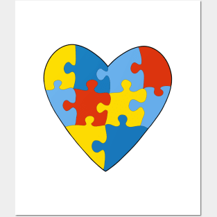 Asperger's Syndrome Heart Colorful Puzzle Posters and Art